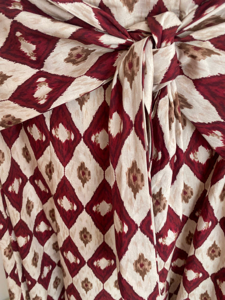 Saia estampada laçada losangos branco