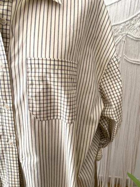 Camisa oversize riscas beje