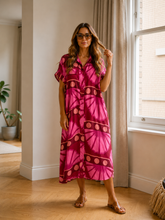 Carregar imagem no visualizador da galeria, Vestido camisa estampa bolas rosa
