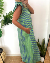 Carregar imagem no visualizador da galeria, Vestido vichy folho manga verde e azul
