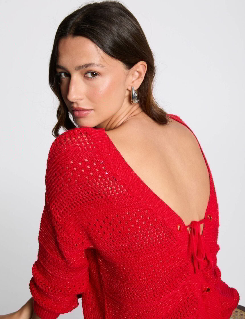 Camisola vermelha atilho Morgan