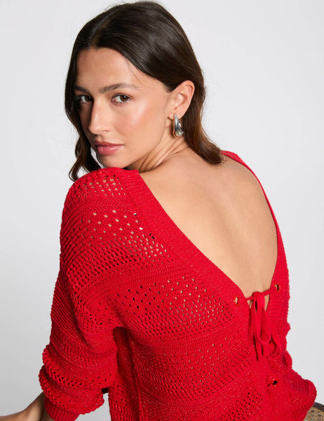 Camisola vermelha atilho Morgan