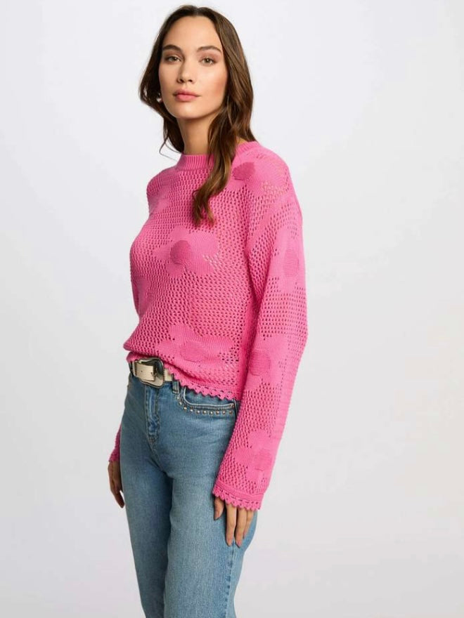 Camisola malha aberta rosa Morgan