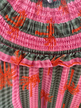 Carregar imagem no visualizador da galeria, Vestido gola franzida palmeiras rosa e verde

