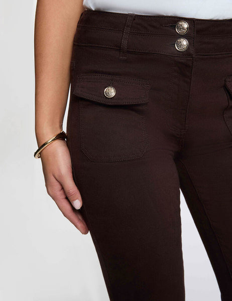 Calças Morgan sarja boot cut castanho