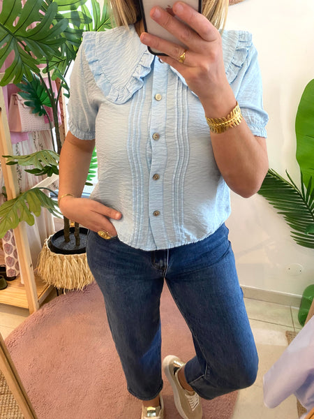 Camisa golinha manga curta azul claro