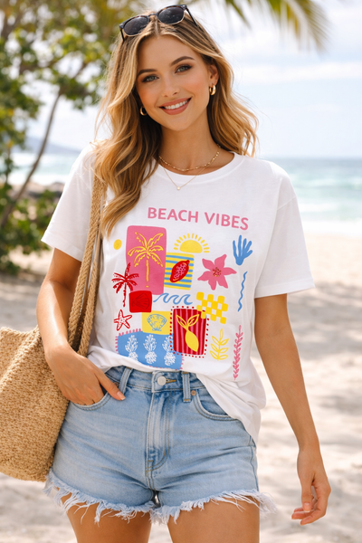 T-shirt de algodão Beach Vibes