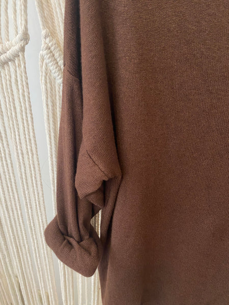 Camisola de malha castanho