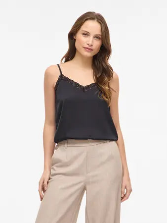 Top alças com rendinha preto Vila