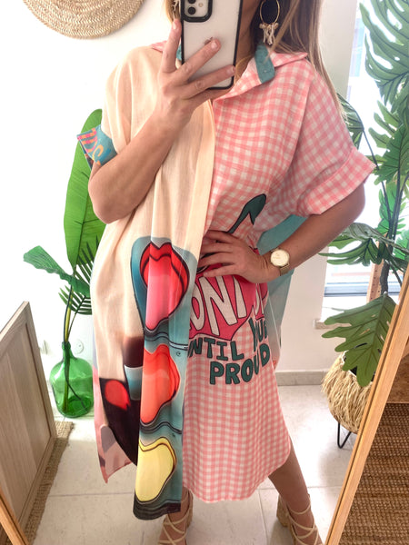 Vestido camisa estampa carocha