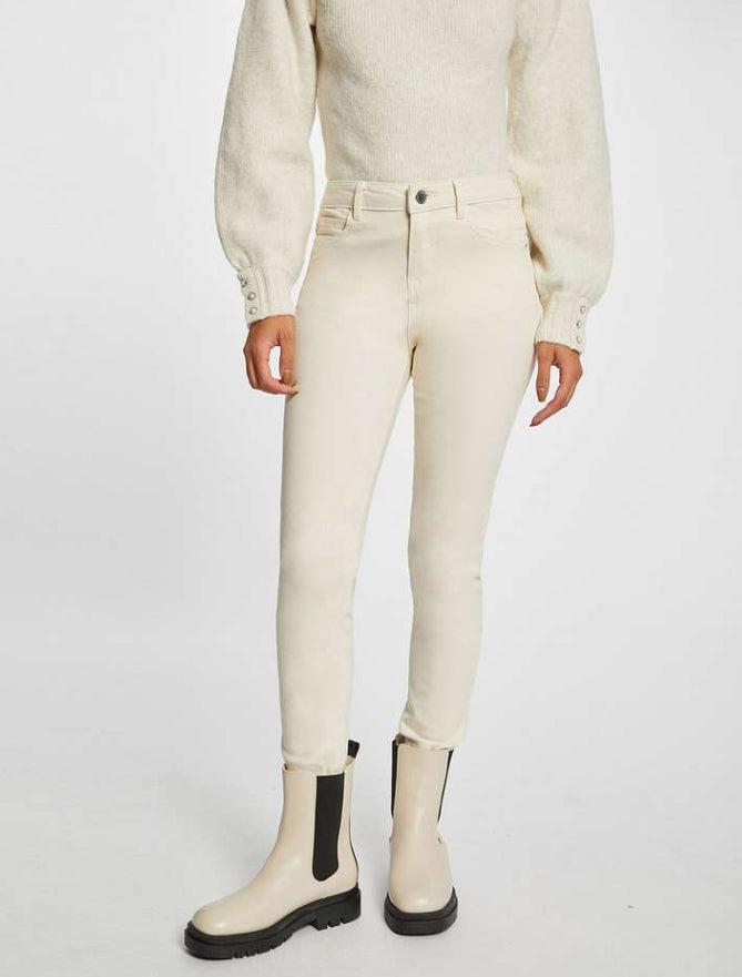 Calças de sarja creme skinny Morgan