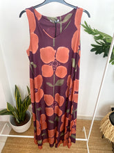 Carregar imagem no visualizador da galeria, Vestido comprido malha fria papoilas laranja e Bordeaux
