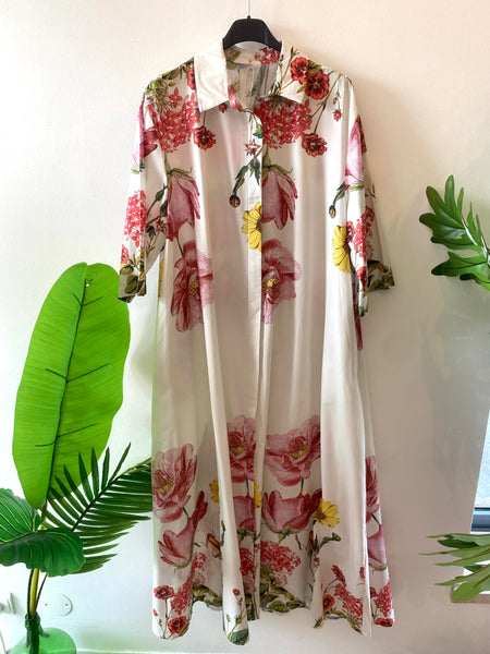 Vestido camisa estampa flores rosa