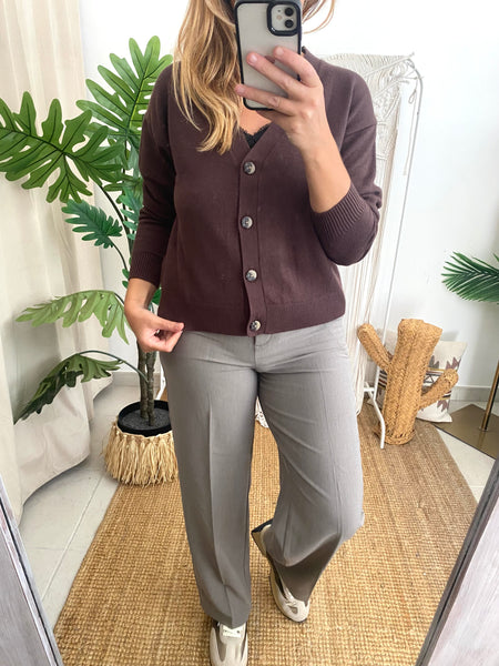 Cardigan Viril V castanho Vila