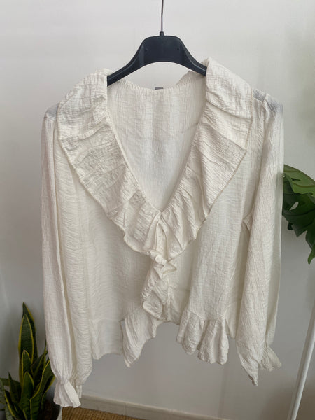 Blusa folho crepe creme