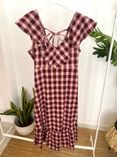 Carregar imagem no visualizador da galeria, Vestido vichy gola com folho Bordeaux
