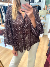 Carregar imagem no visualizador da galeria, Camisa bolinhas castanho Smf
