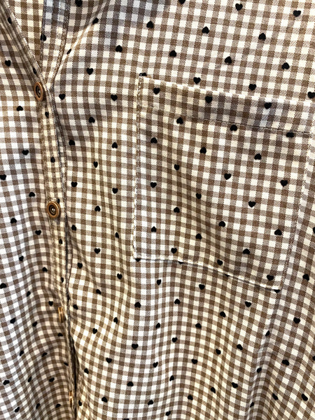 Camisa oversize corações toupe