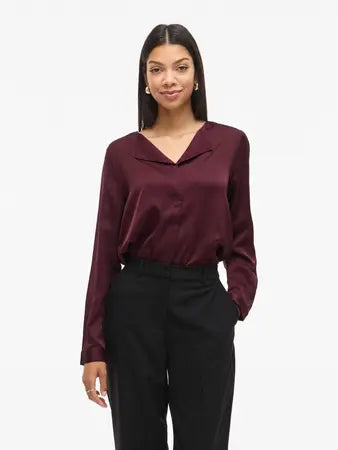 Blusa acetinada Viellette Bordeaux