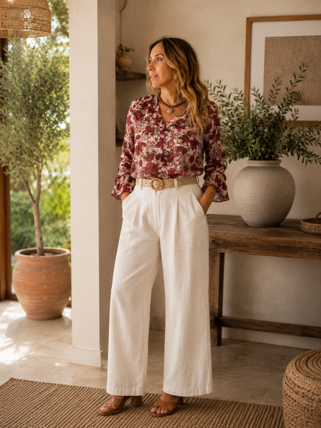 Blusa Morgan estampa flores Bordeaux