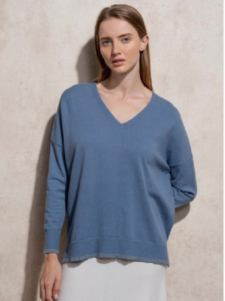 Camisola de malha fininha azul Smf
