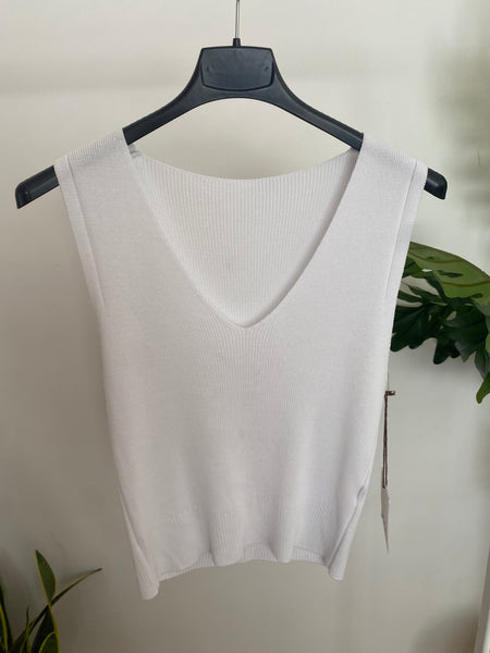 Top de malha alça larga branco