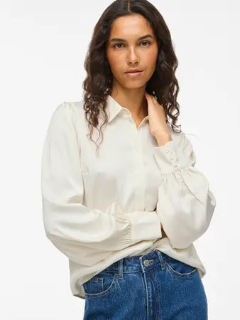 Camisa acetinada Viellette cru