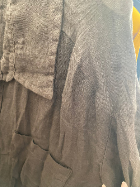 Camisa 100% linho castanho