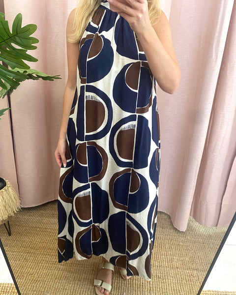 Vestido halter azul marinho