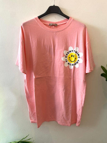 T-shirt flower smile rosa