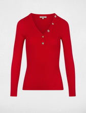 Carregar imagem no visualizador da galeria, Camisola MORGAN canelada vermelho
