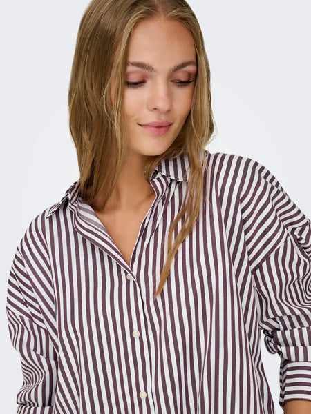 Camisa jdyvesper riscas castanho