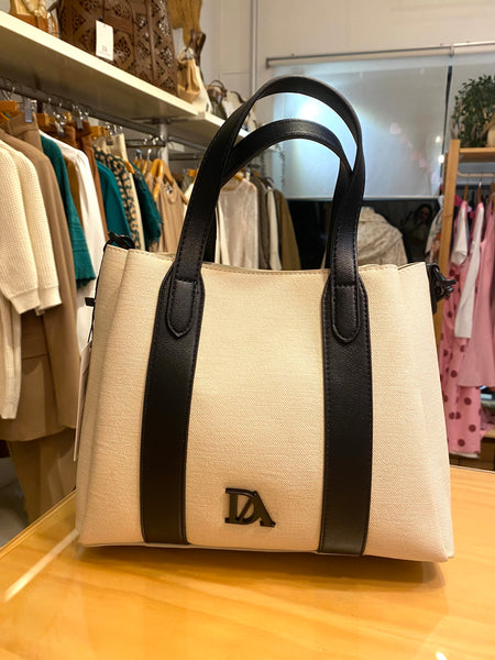 Malote de mão beje e preto Don Algodon