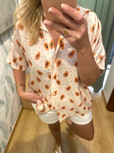 Camisa oversize padrão papaias pequeno