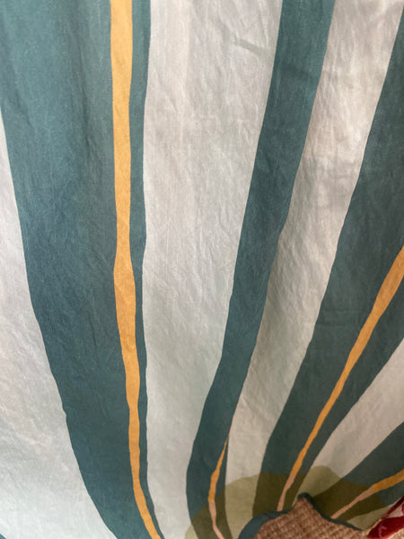 Vestido riscas largas turquesa