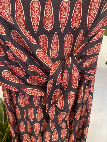 Vestido Sardenha folhas pequenas cinza