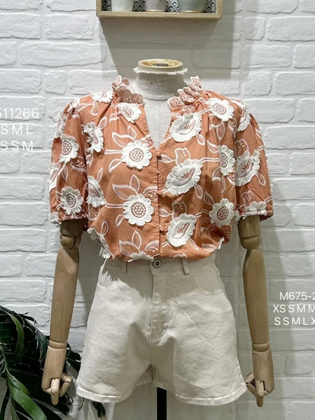 Blusa bordada salmão