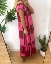 Carregar imagem no visualizador da galeria, Vestido ombros descobertos rosa e vermelho
