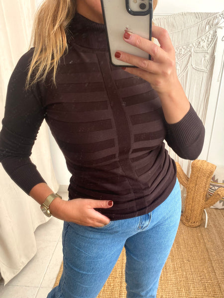 Camisola de gola alta castanho Morgan