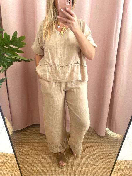 Conjunto de linho beje