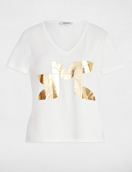 T-shirt estampa dourada MORGAN
