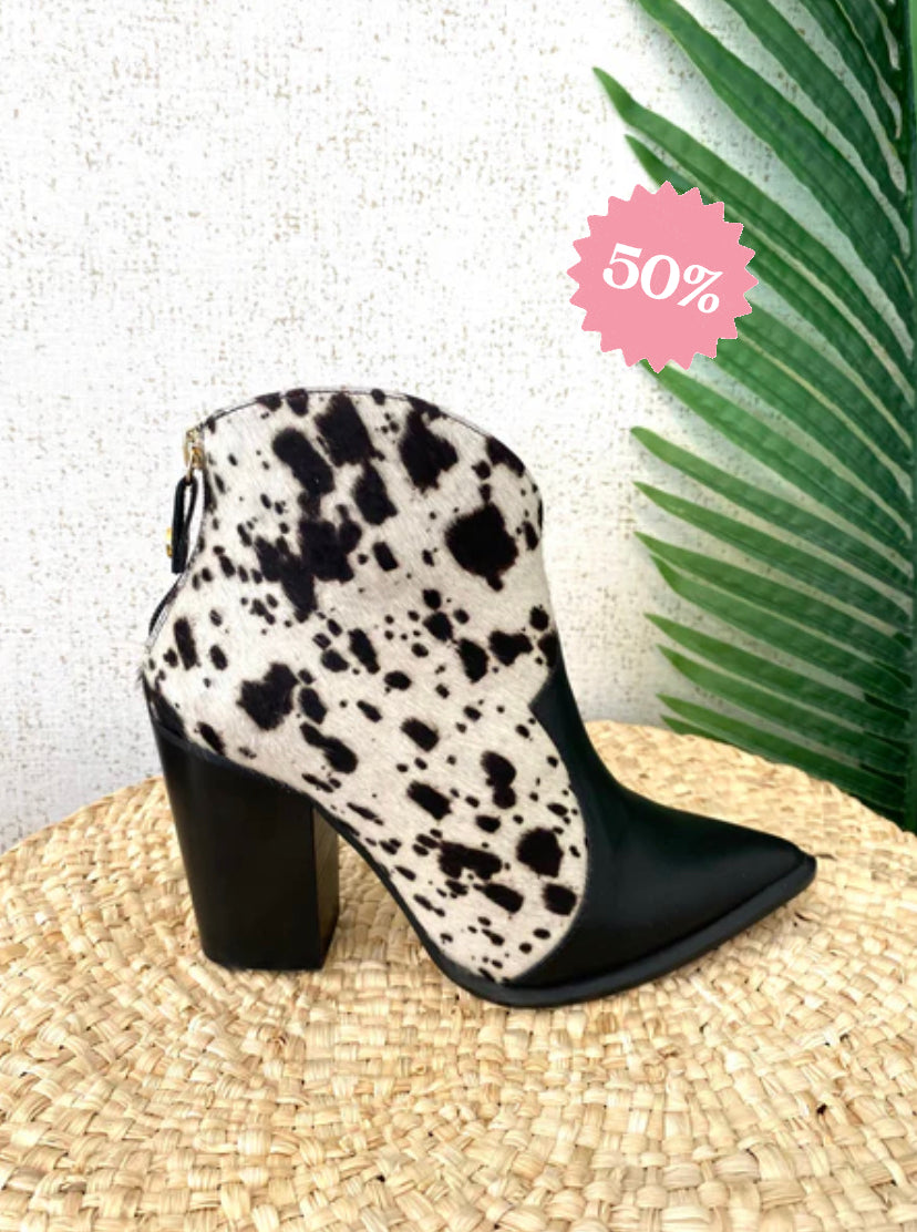 Botim pele/animal print preto Ruika