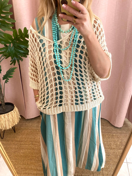 Camisola de malha aberta creme