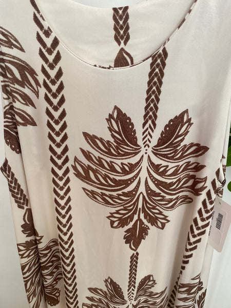 Vestido comprido malha fria palmeiras branco