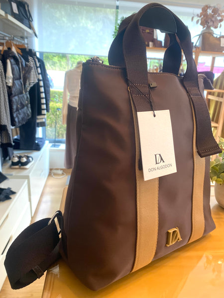 Mochila nylon castanho/beje Don Algodon