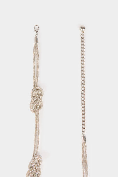 Cinto com nós e brilhantes prata MORGAN