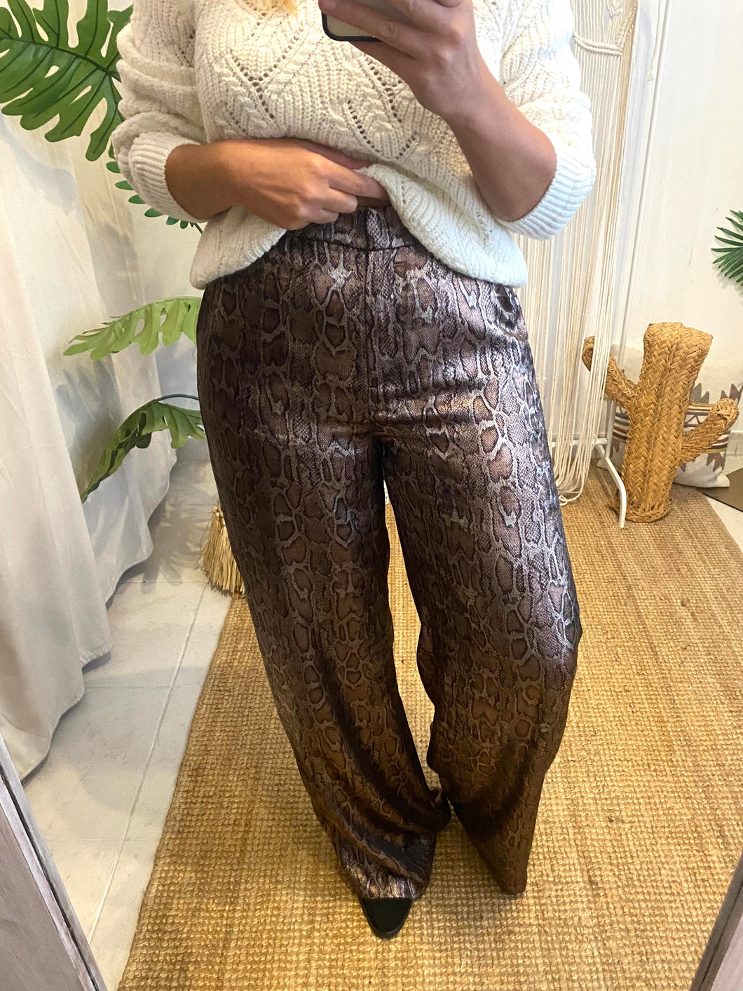 Calças padrão cobra brilho Morgan