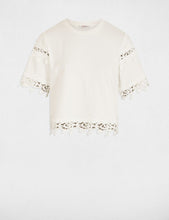 Carregar imagem no visualizador da galeria, T-shirt com detalhes em renda branco Morgan

