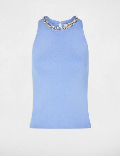 Top de malha azul MORGAN