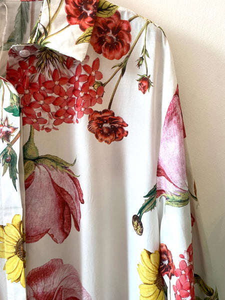 Vestido camisa estampa flores rosa